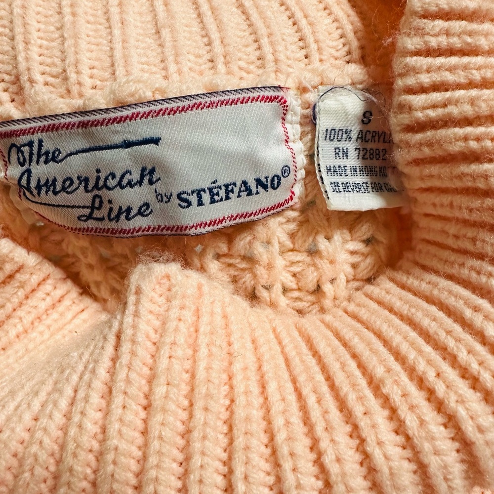 Vintage chunky knit semi cropped peach mockneck sweater - Picture 5 of 7